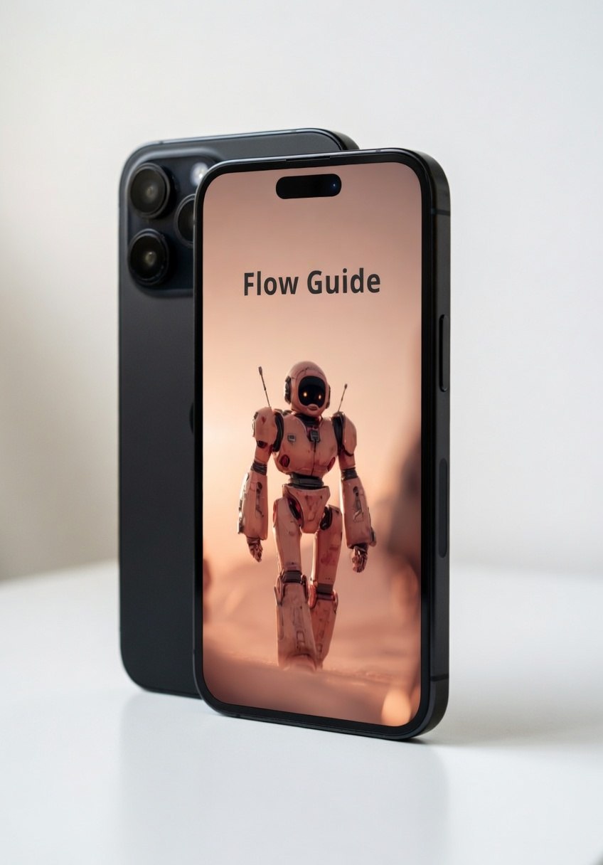 Phone displaying "Flow Guide"