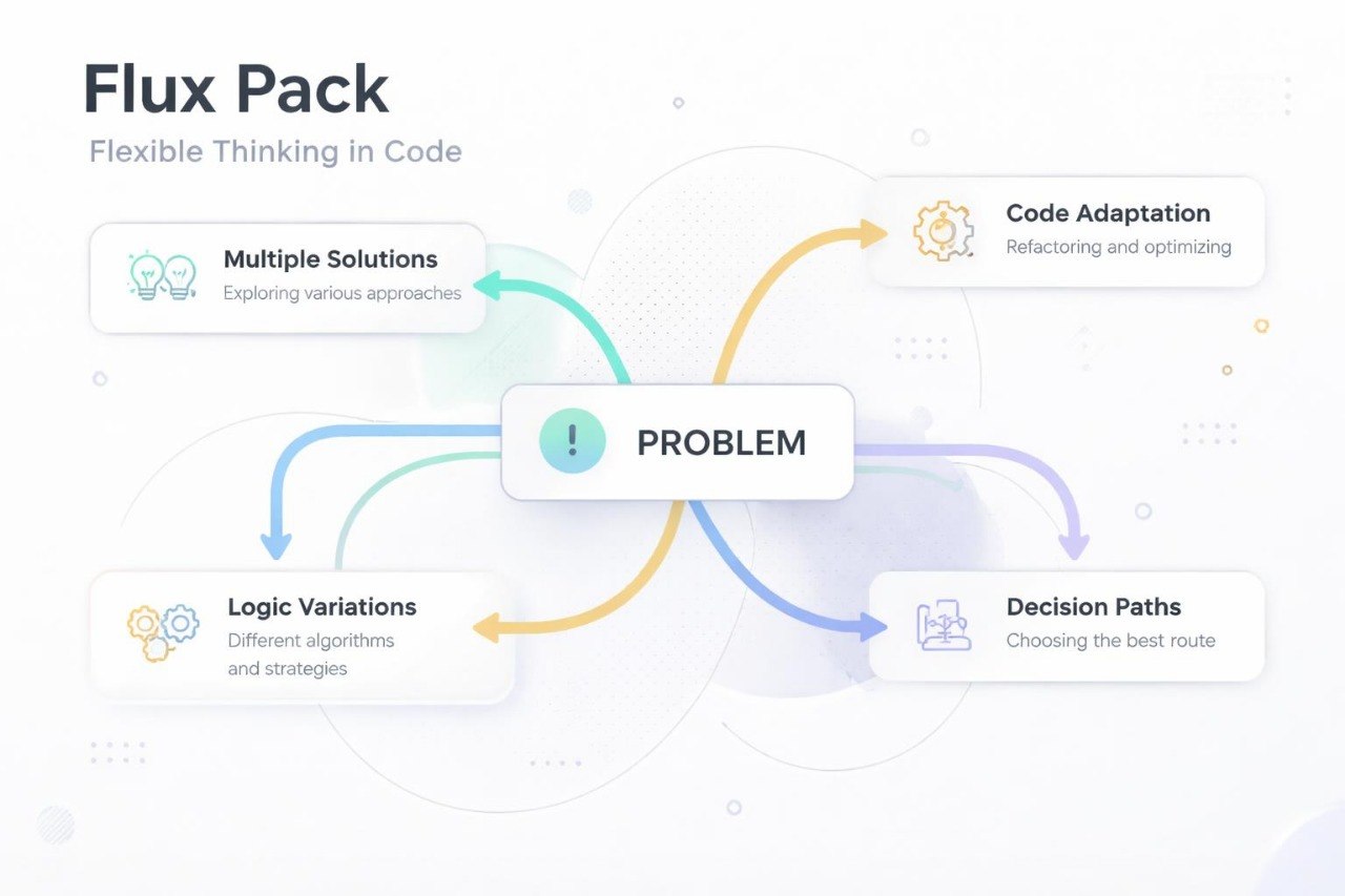 Diagram titled 'Flux Pack' with arrows pointing towards a central 'PROBLEM' node on a light background.