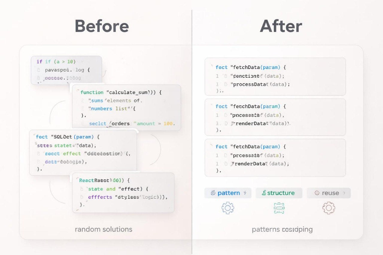 Before and after comparison of refactored code with improved structure and reuse.